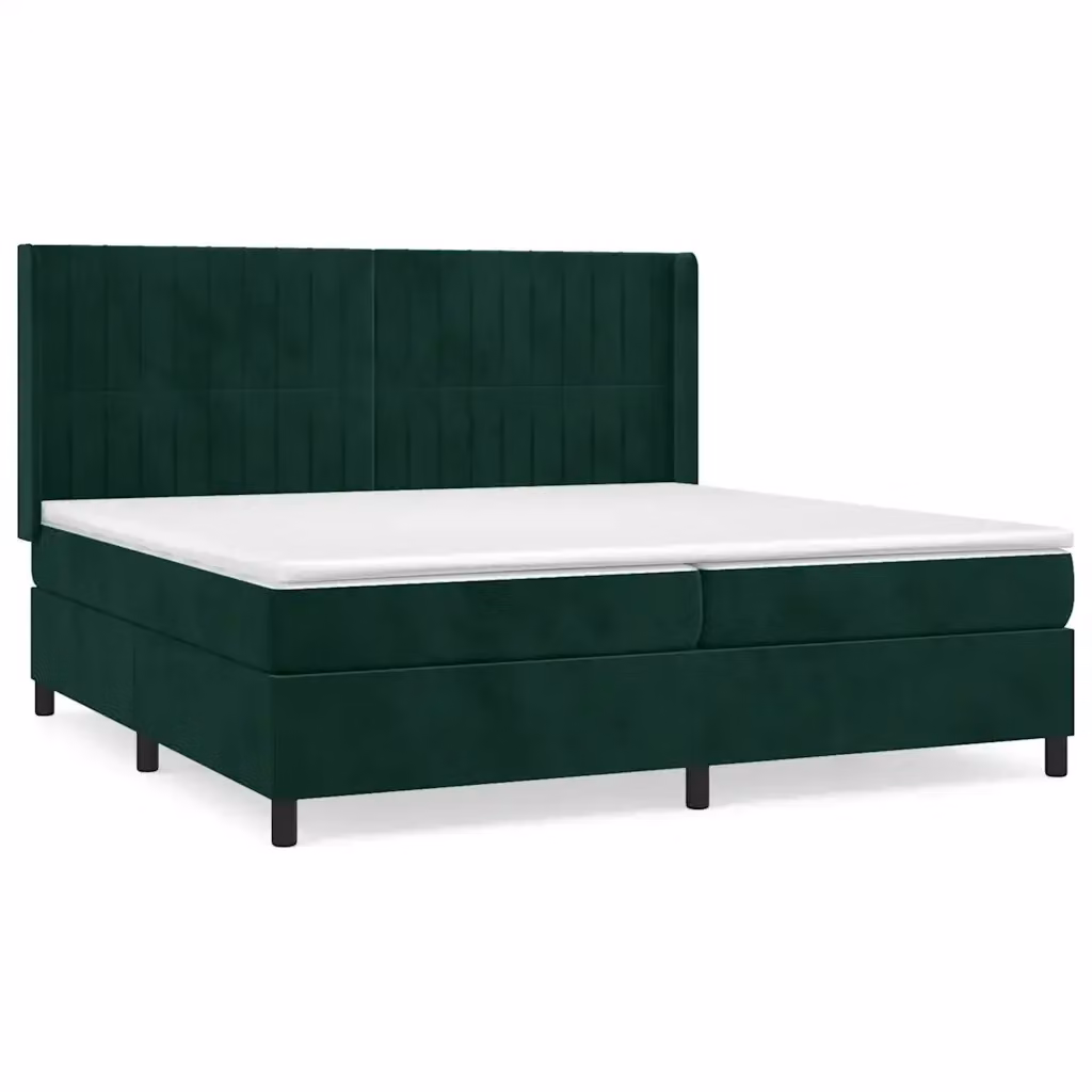 Letto Ibrido con Materasso a Molle vidaXL in Velluto Verde e Bianco L/P/H: 200 x 200 x 203 cm – 2