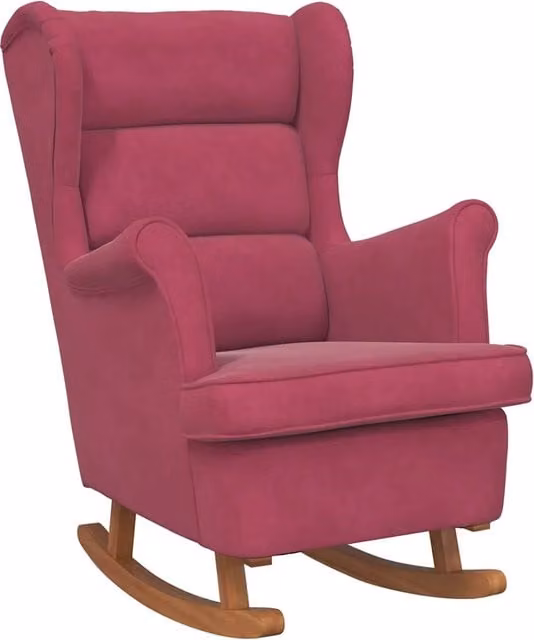 Sedia a dondolo con schienale alto in velluto rosso vino CFW7807249