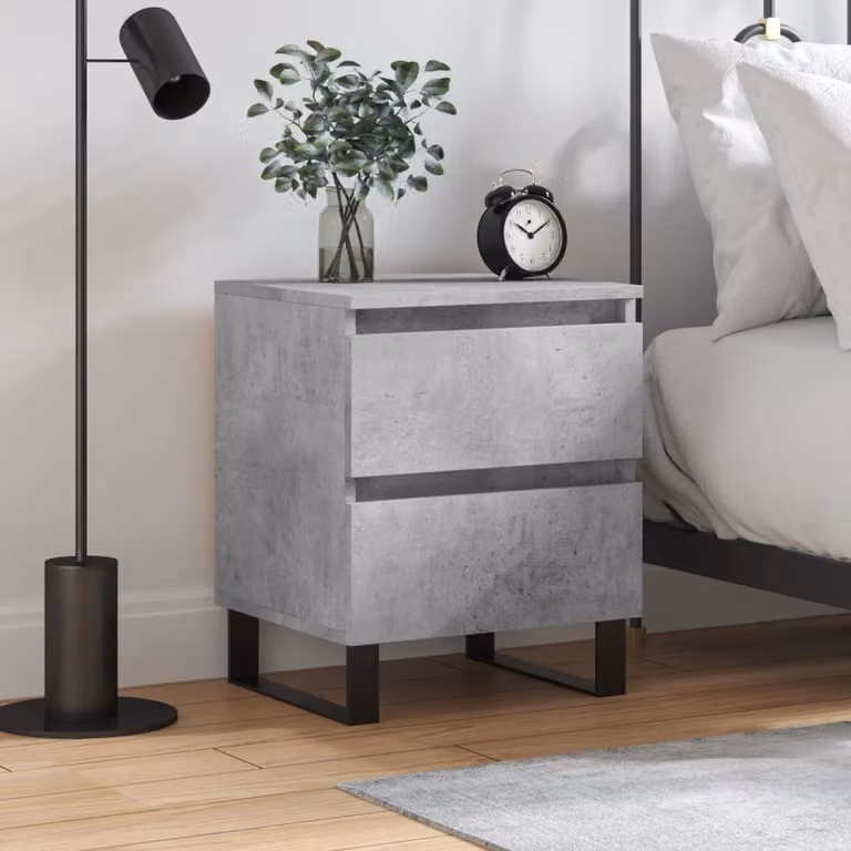 Comodino moderno sospeso vidaXL in legno e metallo, Grigio, L 40 x P 35 x H 50 cm