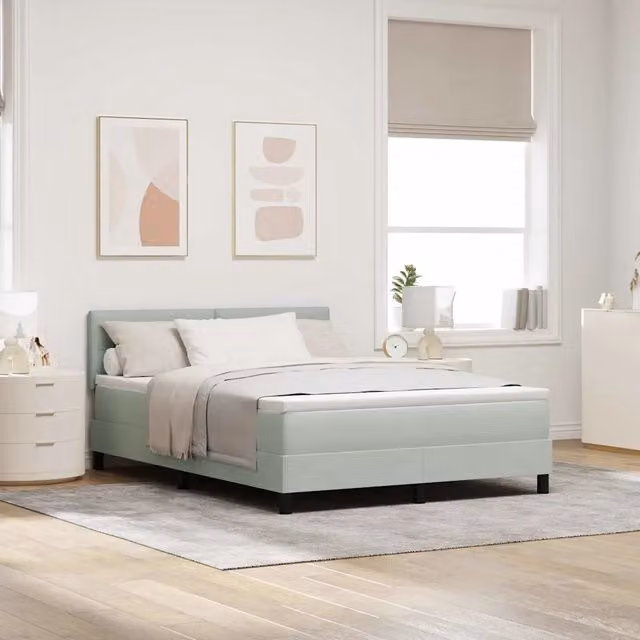 Letto matrimoniale moderno vidaXL in velluto grigio con testiera L 140 x P 200 cm – 1