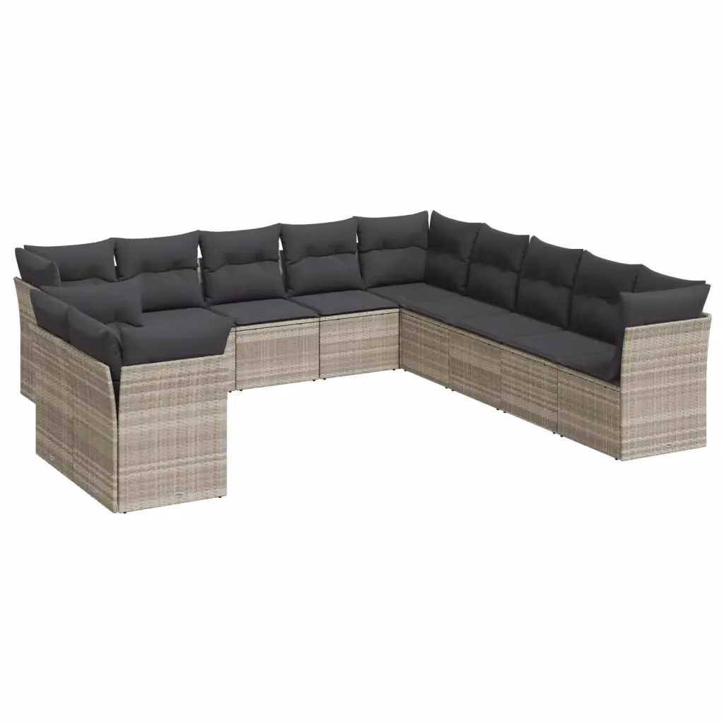 Set di divani da giardino VIDAXL in polyrattan grigio con cuscini, 11 pezzi – 2
