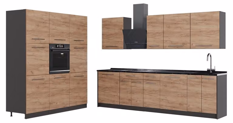 Cucina componibile Vicco Fame-Line Rovere dorato/Antracite 460 cm, PL Antracite, Model 63845