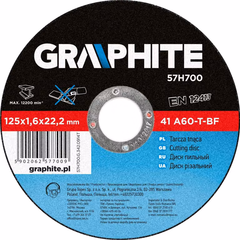 GRAPHITE Mola per metallo 125 x 1,6 x 22 mm, 41 A60-T-BF