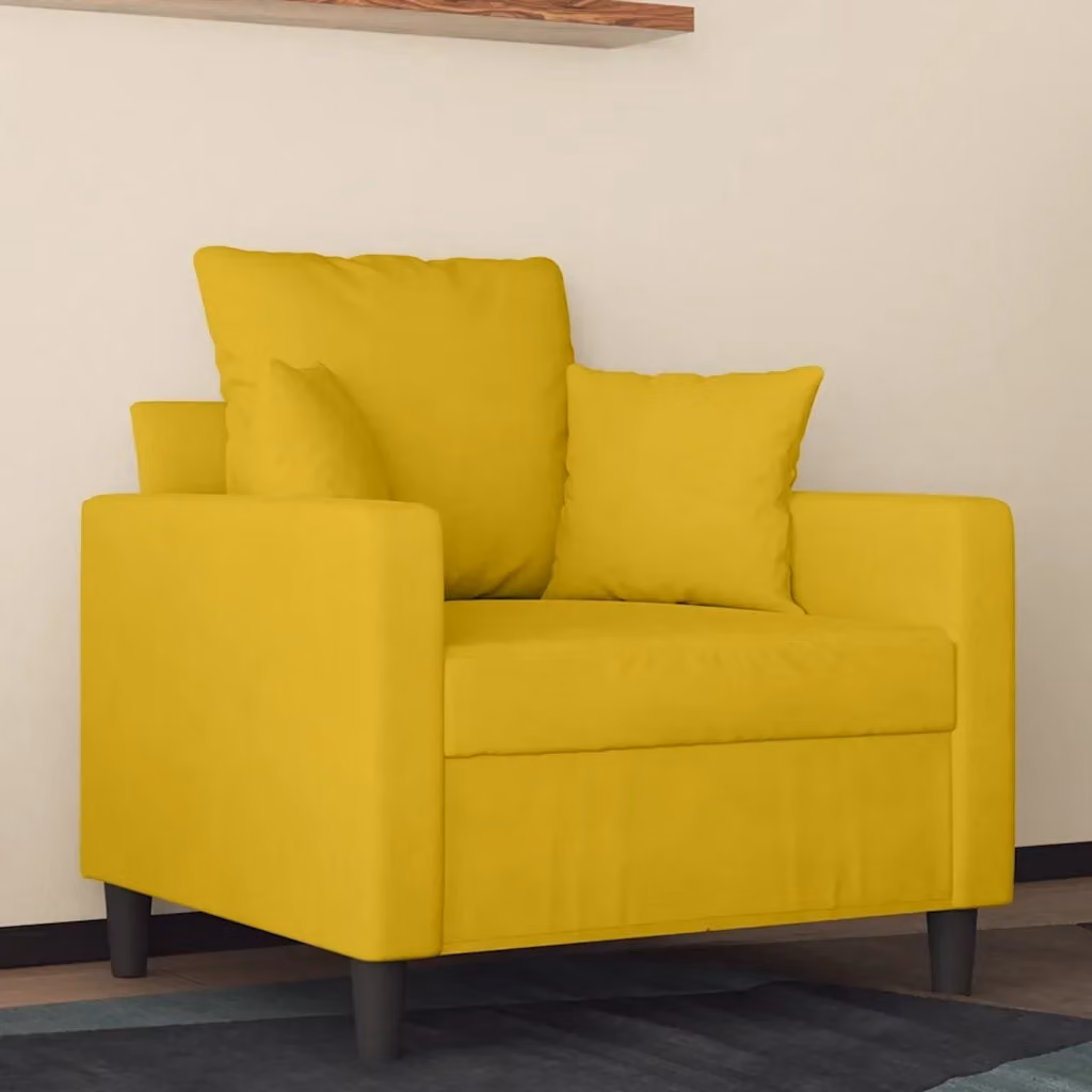 Poltrona Relax Moderna in Velluto Giallo con Braccioli e Struttura in Metallo – 2