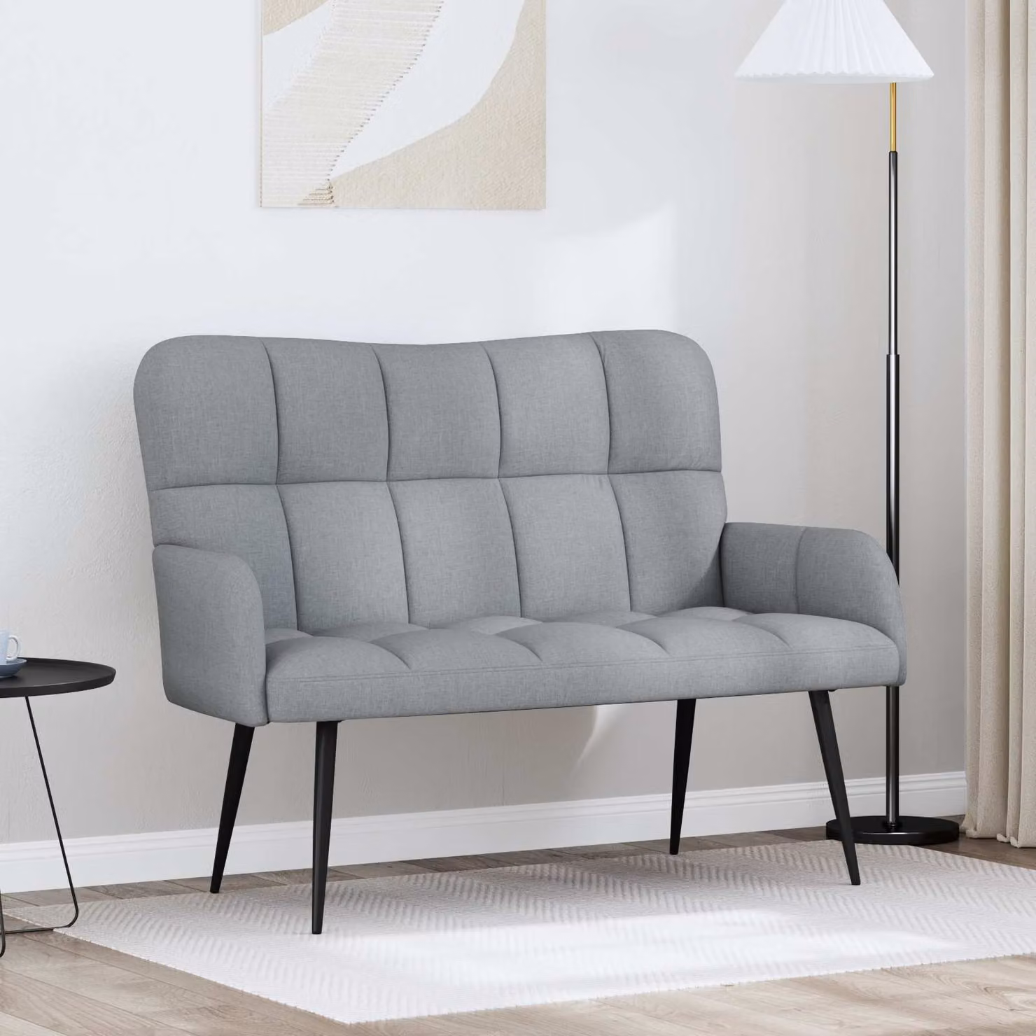 vidaXL Divano a 2 Posti Moderno Grigio con Rivestimento in Tessuto L: 115 cm, P: 61 cm, H: 87 cm