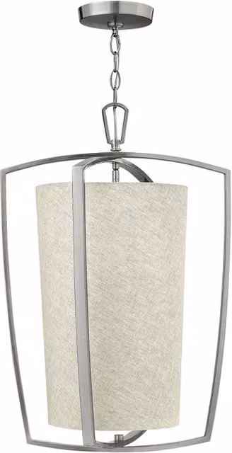 Lampada a sospensione Blakely Hinkley color argento e beige in tessuto e metallo, dimmabile, 3xE14