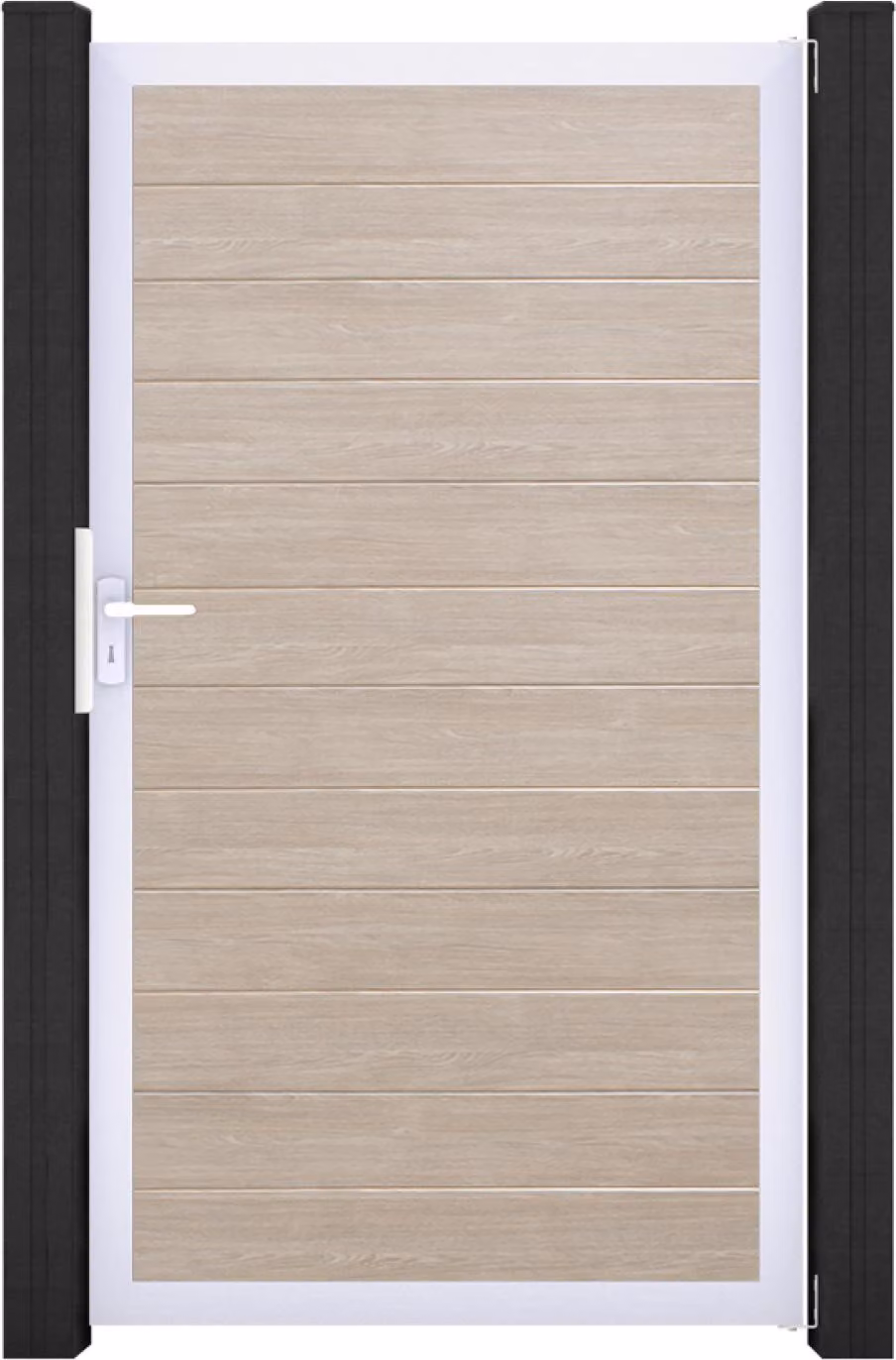 Sistema ad innesto GroJa BasicLine PVC porta singola stretta universale con telaio in alluminio sheffield_oak