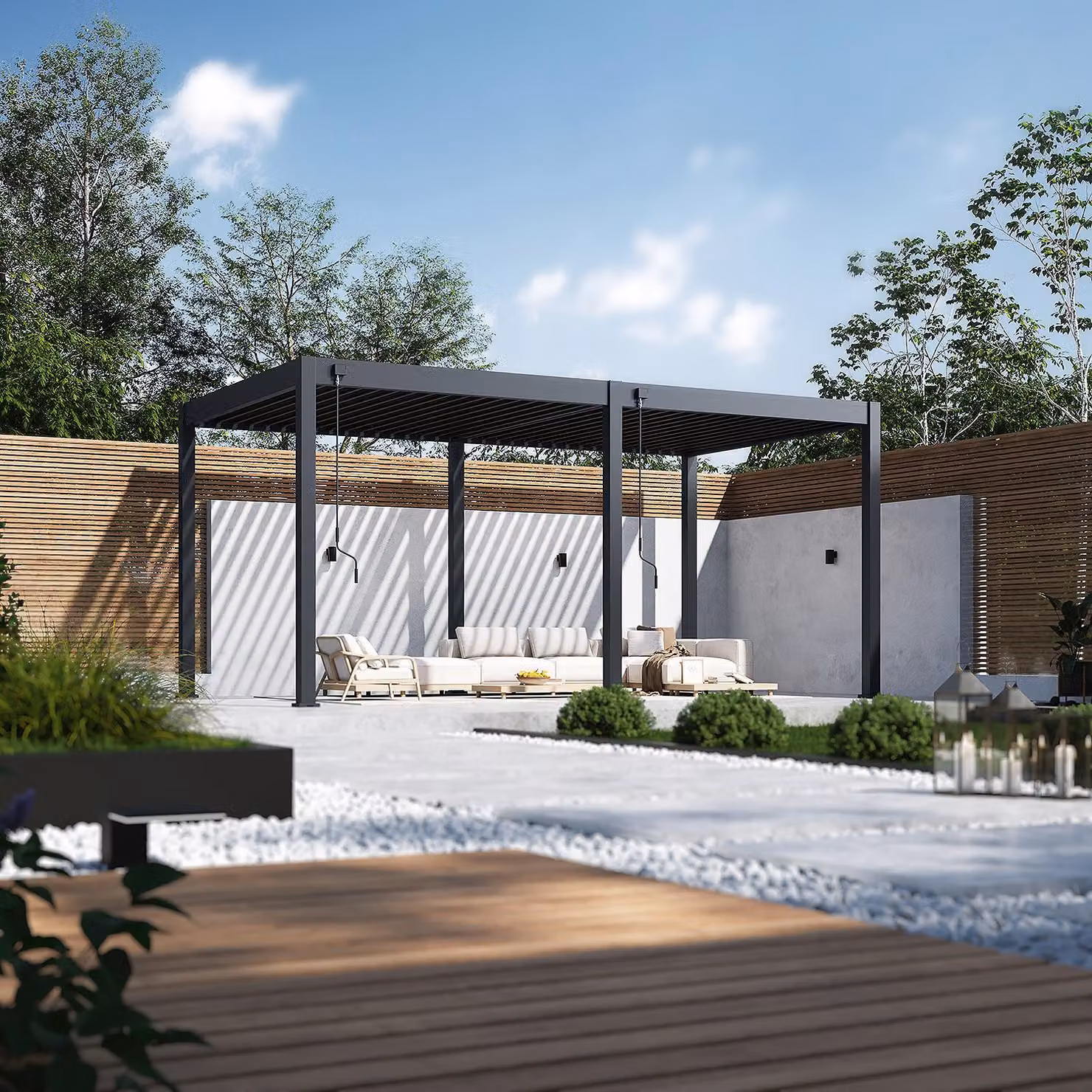 Pergola Weide Classic in alluminio 3x5,3 m con tetto a lamelle, indipendente, antracite