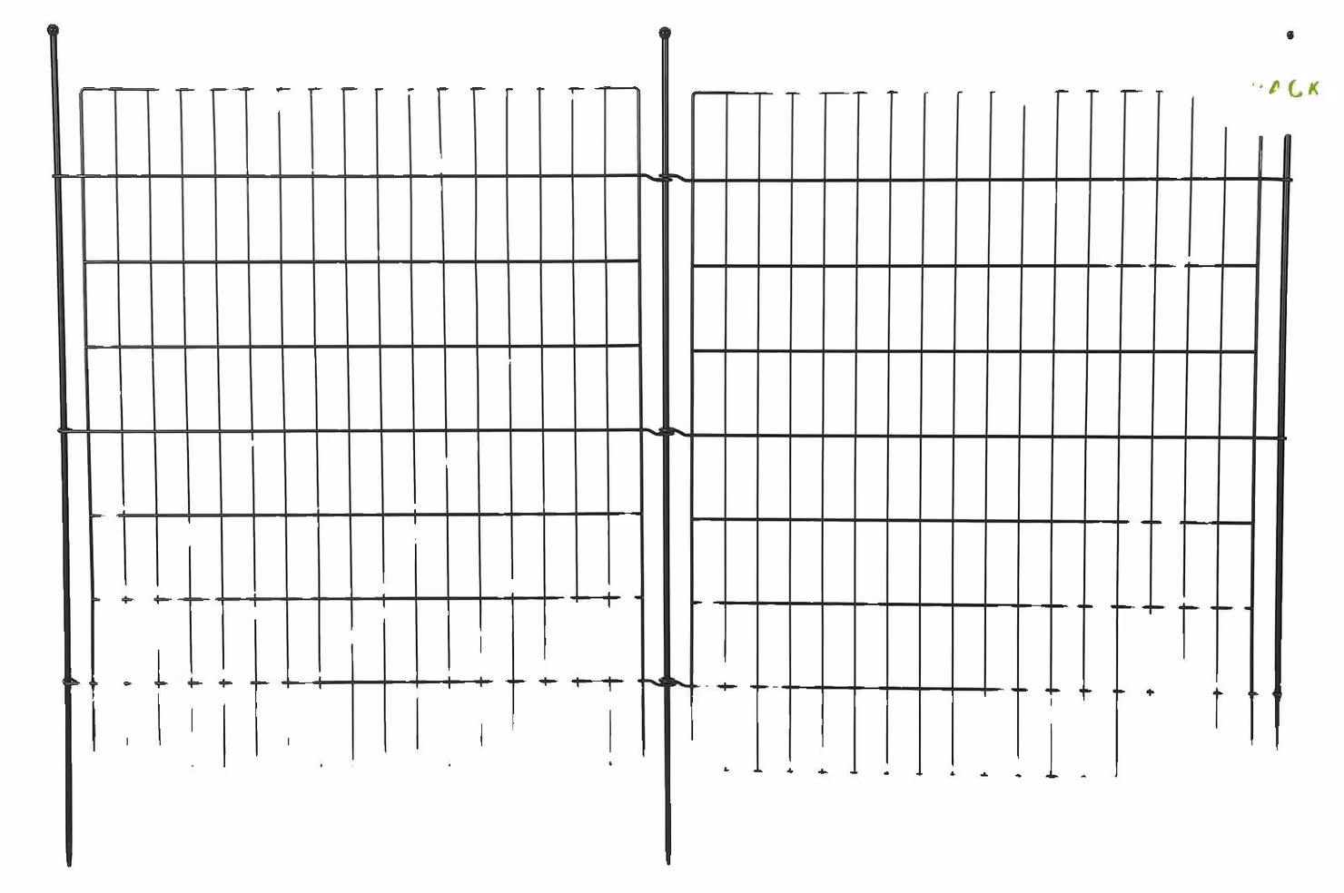 Recinzione per giardino, realizzata in filo di ferro rivestito con polvere, composta da 15 pannelli, con una maglia di 3,5 cm, una lunghezza di 3,62 metri e un'altezza di 2,21 metri