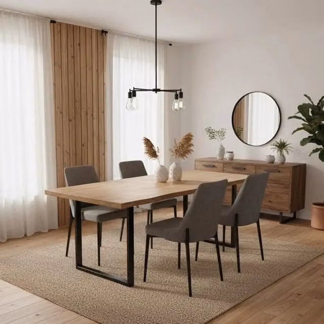Set di 4 sedie da pranzo imbottite Charm in tessuto grigio scuro con struttura in metallo Duzzle