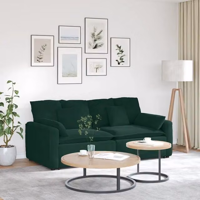 Divano Modulare con Cuscini Verde Scuro 3321131