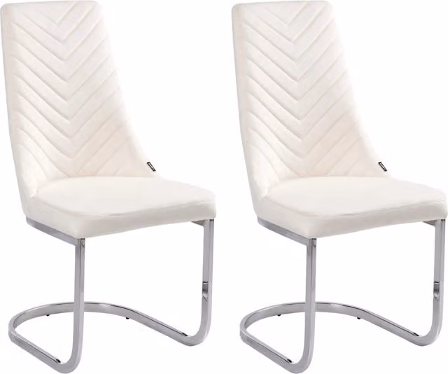 Set di 2 sedie da pranzo BELIANI in velluto bianco con base a sbalzo in metallo per soggiorno e cucina