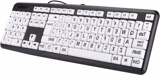 Tastiera dal design ergonomico per anziani - Migliore leggibilità - Caratteri grandi - 104 tasti - Nera