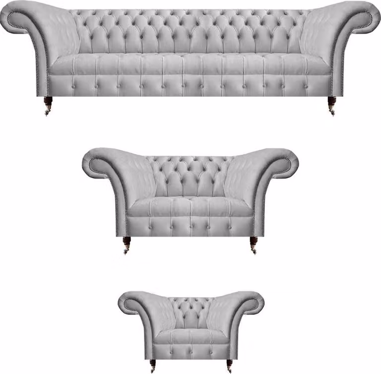 Sofagarnitur 3tlg Textil Möbel Wohnzimmer Set 4+2+1 Moderne Chesterfield