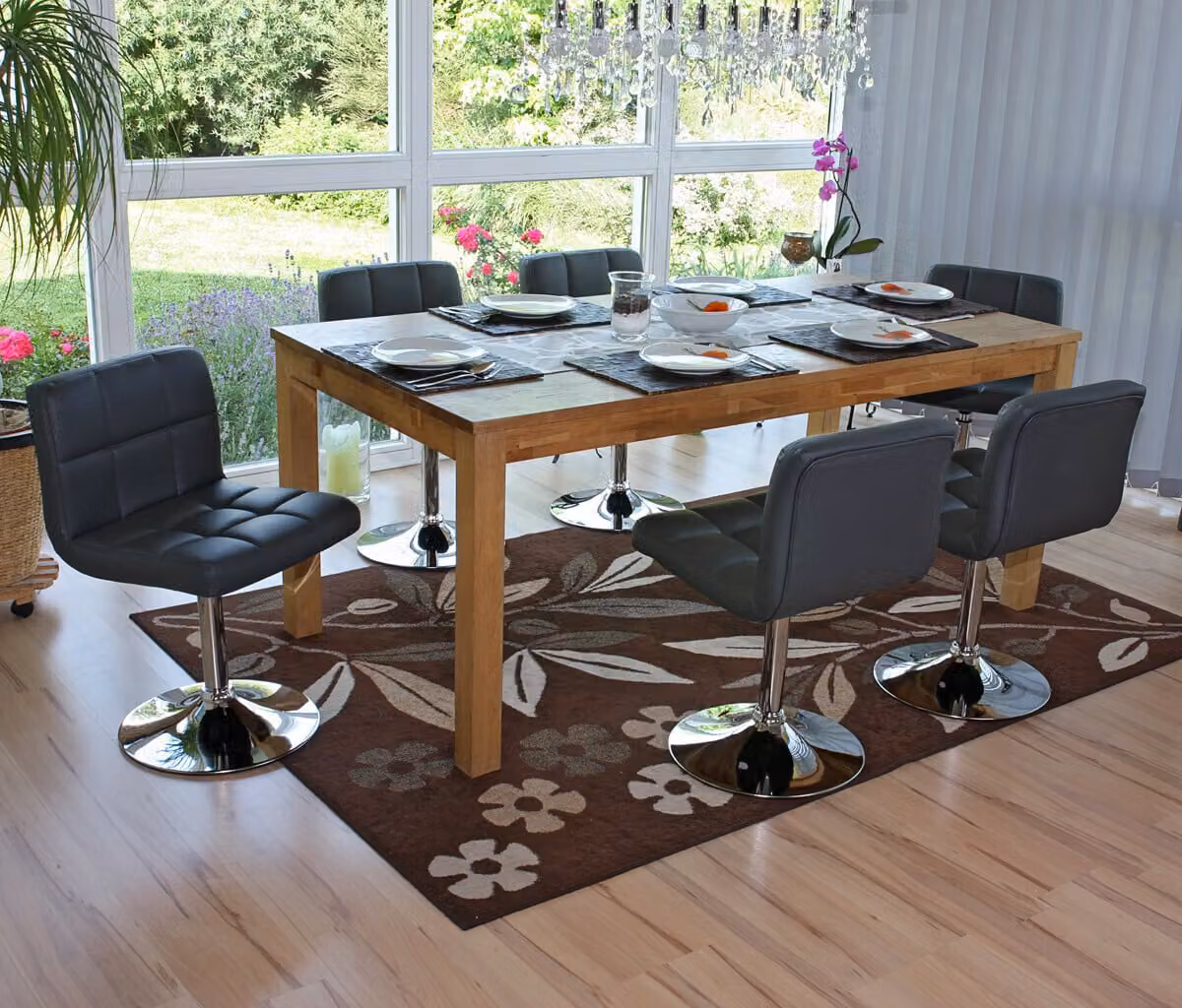 Set da 6 sedie da pranzo girevoli Cadiz in Pelle finta cromata ~ grigio