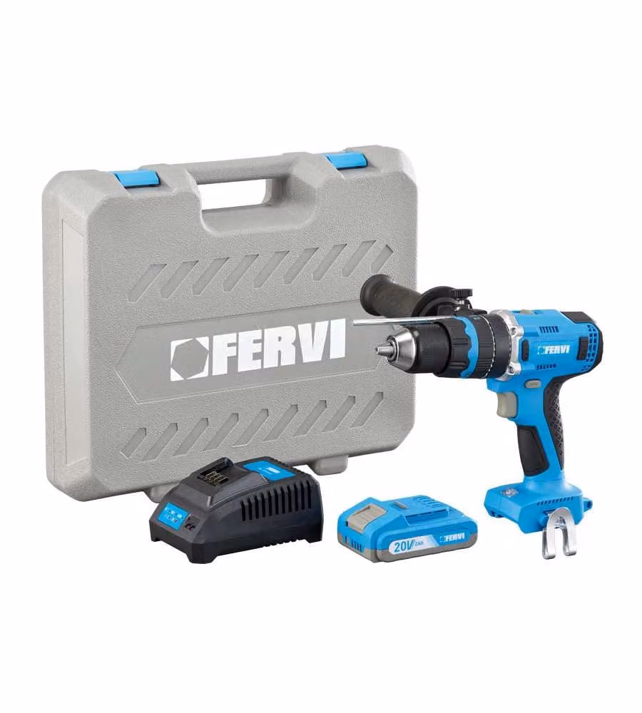 Fervi Trapano Percussione 20V 1x2Ah Brushless con Mandrino Metallo