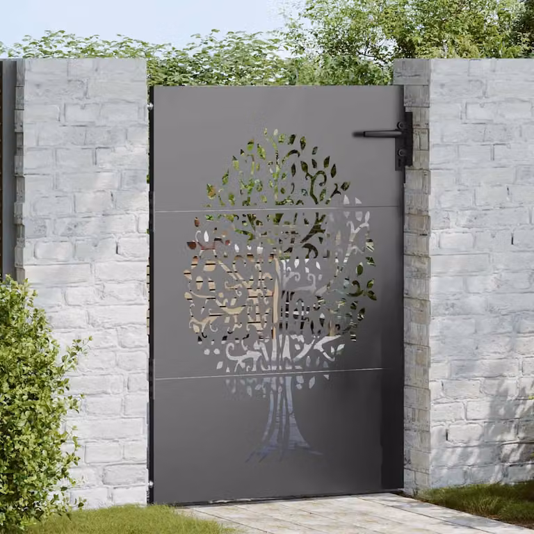 Cancello singolo da giardino vidaXL in acciaio nero L: 85 cm, H: 150 cm