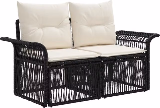 Set Divano da Giardino 5 pz | Set Salotto da Giardino Nero polyrattan