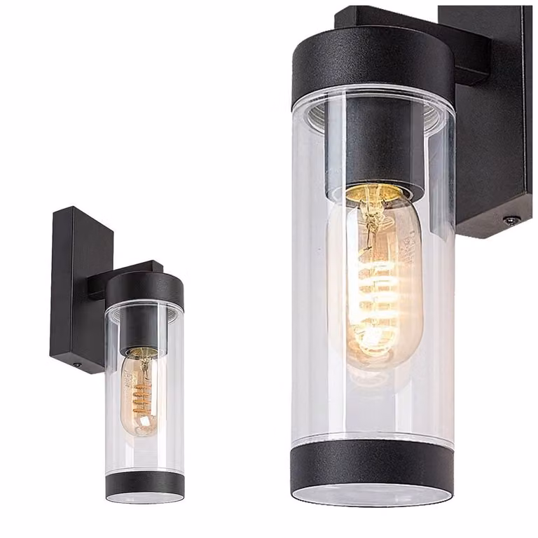 Rabalux 7386 Lampada da parete per esterni Kolta, E27, alluminio, nero, rotonda, moderna, IP44, ø75mm