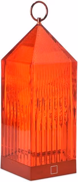 Lampada da tavolo ricaricabile Kartell Lantern LED dimmabile trasparente e rossa per esterno e giardino