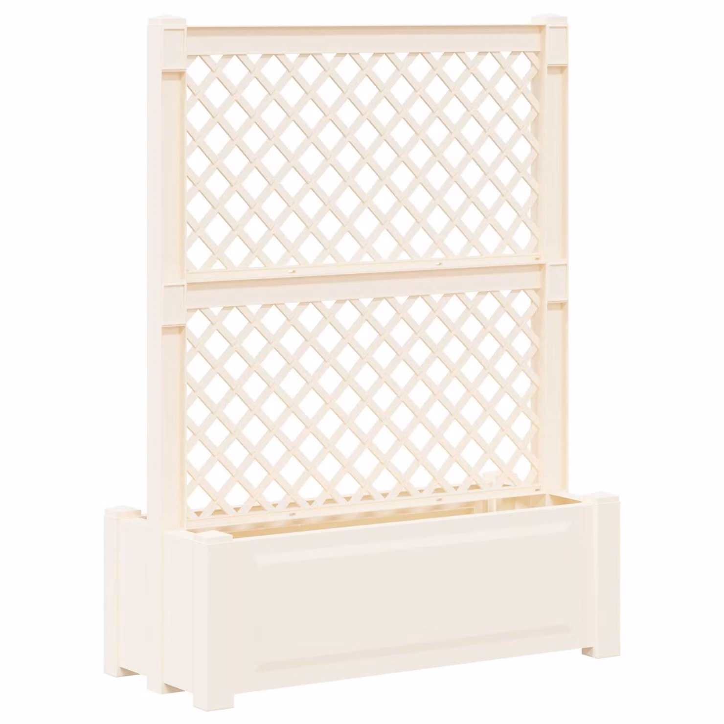Grande vaso con trellis vidaXL in plastica, Bianco, L: 99,5 cm, P: 43 cm, H: 133,5 cm