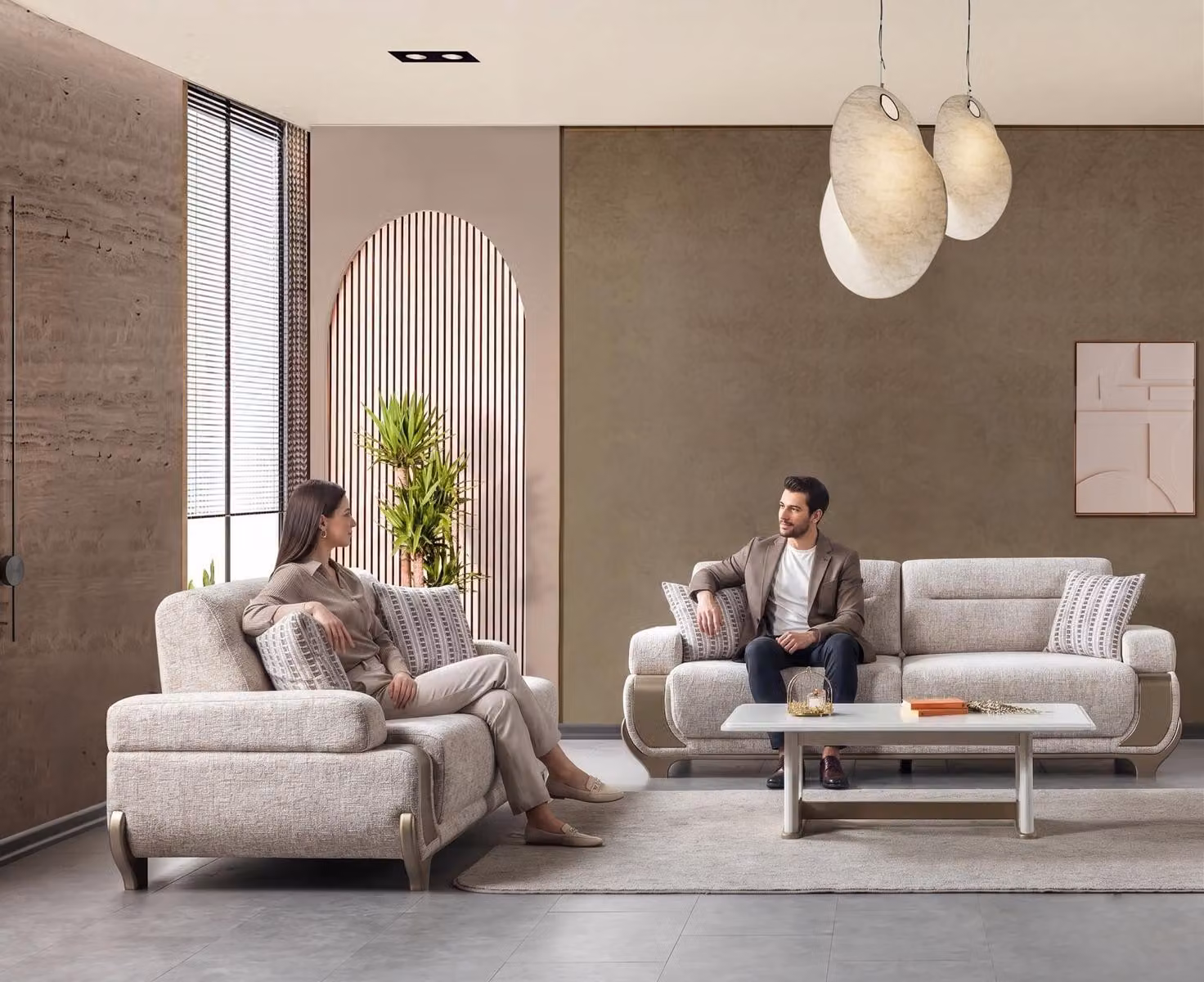 Divano, tavolino bianco, design moderno, nuovo, rettangolare, imbottito, ideale per il soggiorno