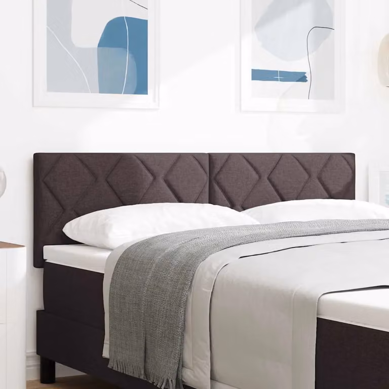 Testiera per letto moderna vidaXL in tessuto marrone con pannello imbottito e struttura in legno di pino, L: 160 cm