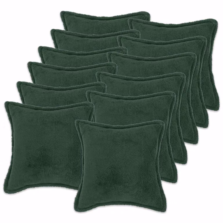 Set di 12 federe quadrate vidaXL HOUTEN in tessuto bouclé verde scuro, L/P: 50 x 50 cm