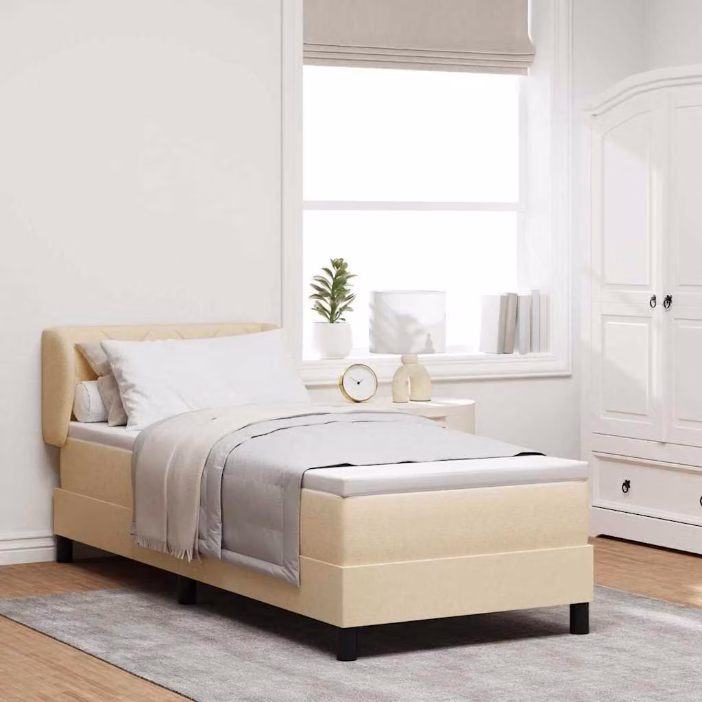 Maison Exclusive - Letto boxspring con testiera color crema 80 x 200 cm in tessuto