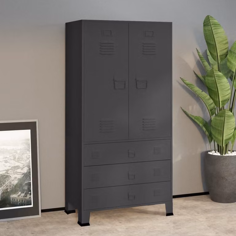 The Living Store Armadio industriale antracite 90x50x180 cm in metallo