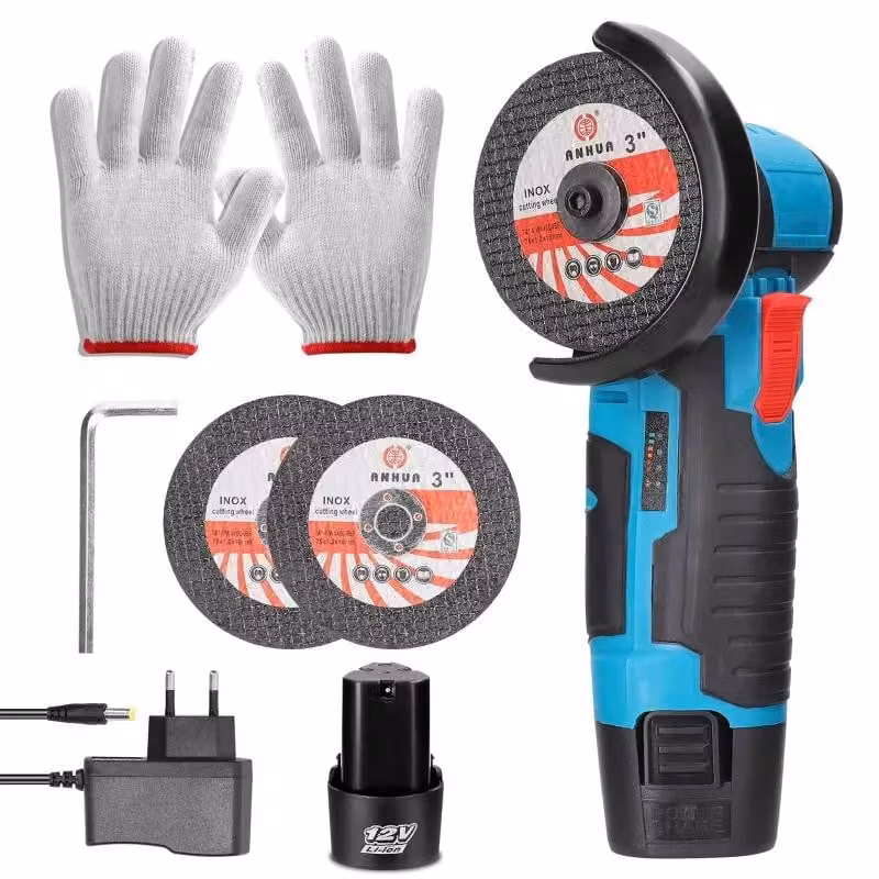 Smerigliatrice angolare compatta - 12 V - 19.500 giri/min - Ricaricabile - Batteria inclusa - Ideale per il fai-da-te - Modello A-1 (batteria)