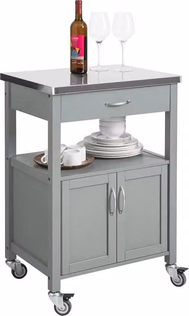 Trolley da Cucina - Credenza - Spazio di Stoccaggio - Multifunzionale - Ufficio - Servizio - Grigio - MDF - 44 x 60 x 92 cm