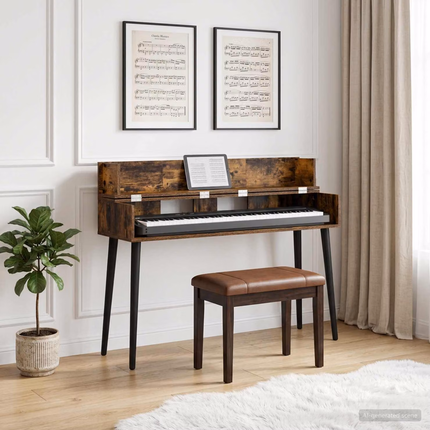 Scrivania da studio moderna vidaXL in rovere fumo marrone L: 152 cm, P: 40 cm, H: 19,5 cm