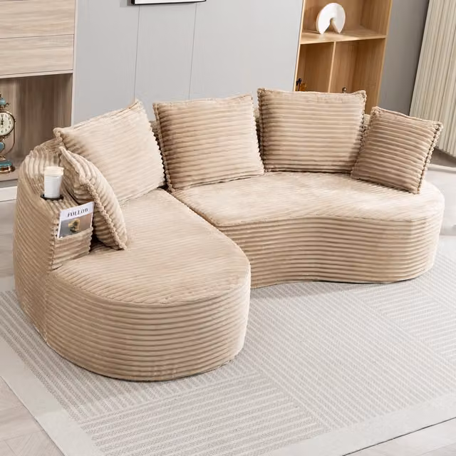 Divano in tessuto - Zephmum - Morbido, traspirante, con porta-bicchieri e tasca portaoggetti, schiuma ad alta densit¨¤ per comfort seduta, include cuscini compressi