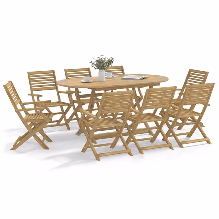 Set da pranzo da giardino vidaXL in legno di acacia marrone, 9 pezzi