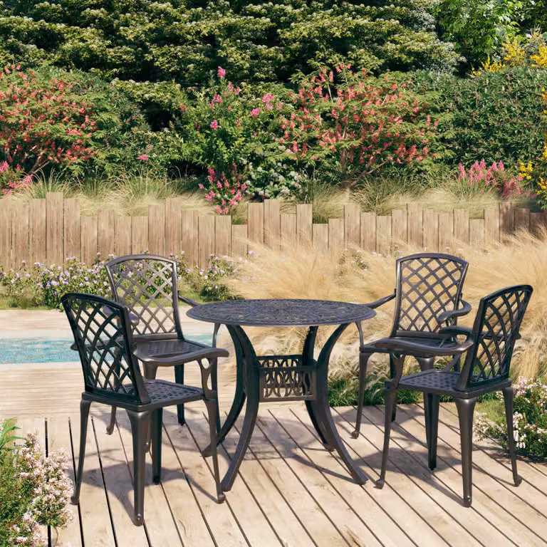 Maison Exclusive - Set da bistrot da 5 pezzi in fusione di alluminio nero