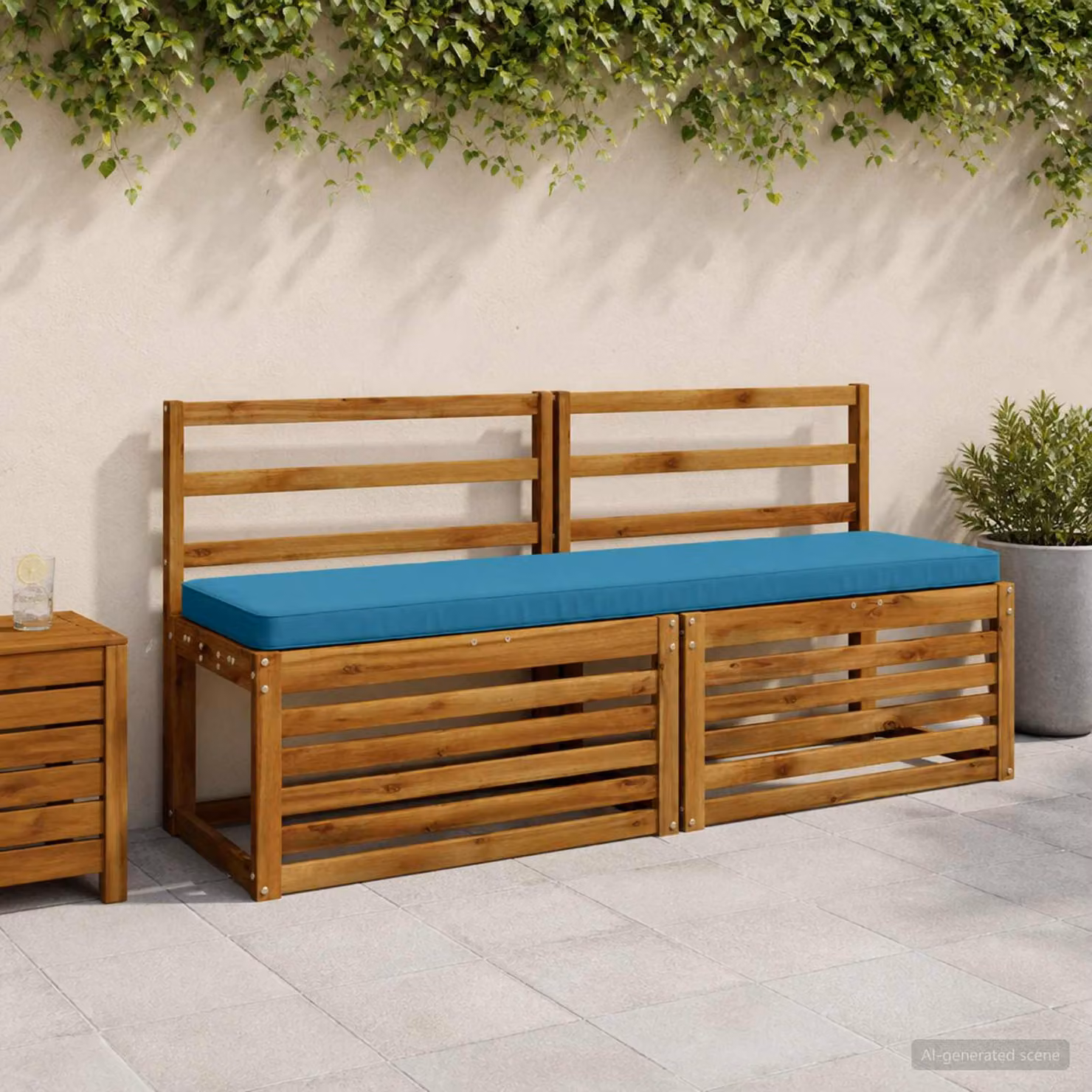 Cuscino per Panchina vidaXL VUGHT Azzurro in Poliestere con Rivestimento Lavabile