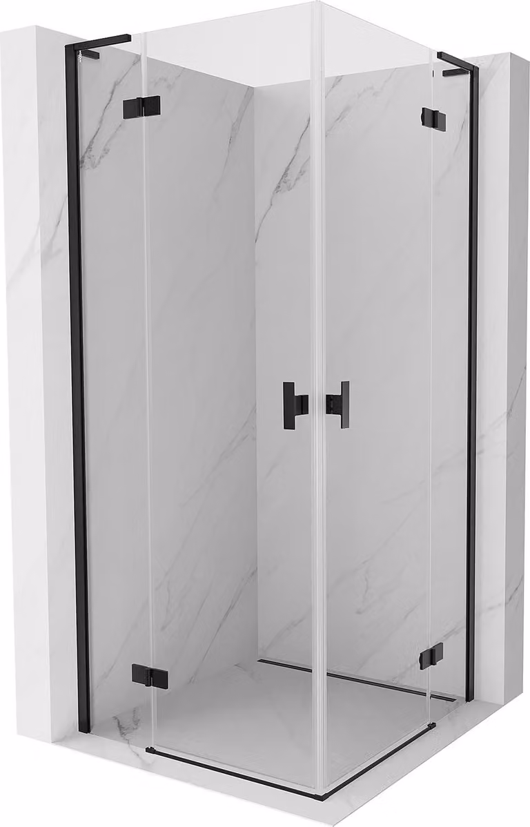 Mexen Mist-H L Duo cabina doccia a battente 75 x 75 cm, trasparente, nero - 8A5L-075L-075P-70-00
