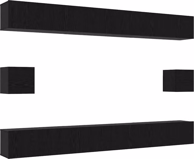Set mobile TV 8 pz | Armadietto TV | Mobile Porta TV Rovere Nero Legno multistrato