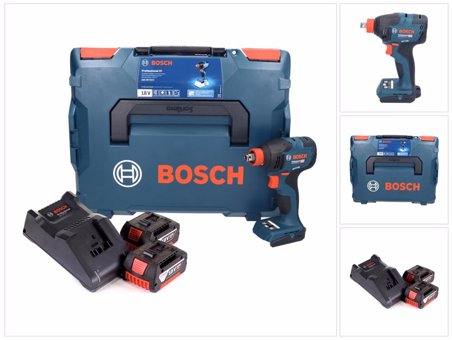 Bosch GDX 18V-210 C Avvitatore a impulsi professionale a batteria 18 V 210 Nm brushless + 2x batteria ricaricabile 5,0 Ah + caricabatterie + L-Boxx