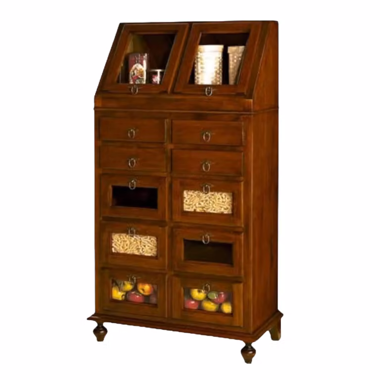 Dispensa piattaia Arte Povera Mobili2G color noce con ante a battente, L 80 cm, P 42 cm, H 153 cm