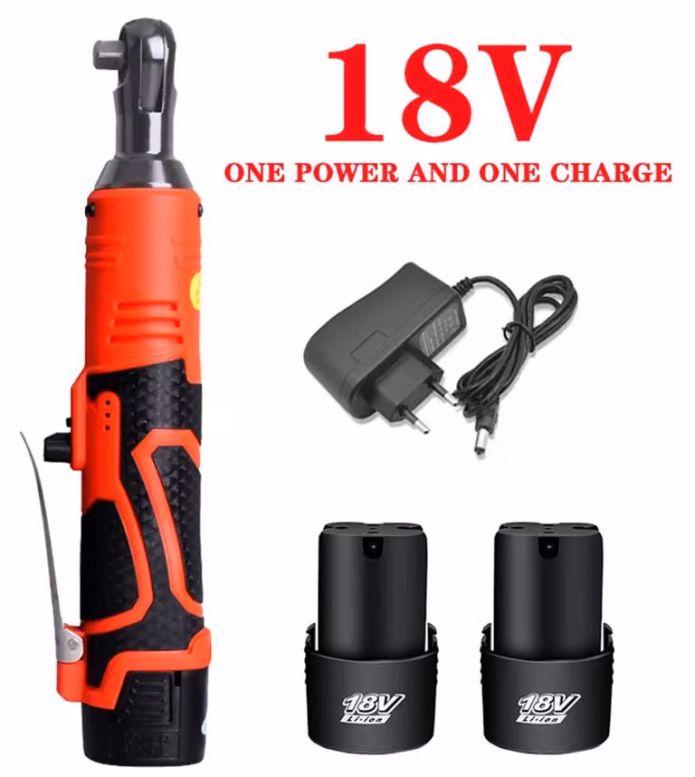 Avvitatore a impulsi elettrico senza fili - Attacco a cricchetto da 9,5 mm - Coppia di 60 Nm - Angolo retto - Ricaricabile - 2 batterie - Colore: rosso