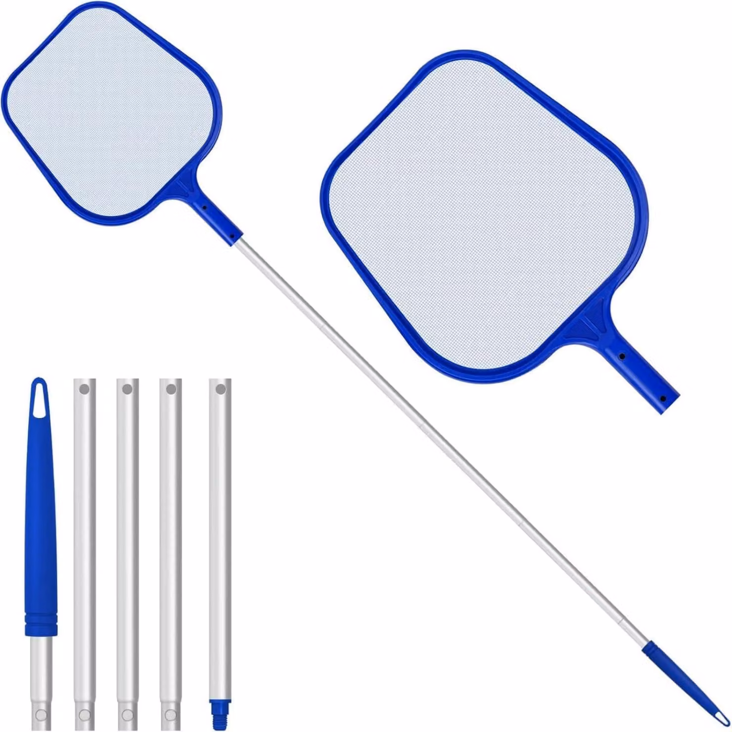 Filtro per stagni e piscine, realizzato in rete di nylon a maglia fine, lunghezza 160 cm, con asta telescopica, per la pulizia