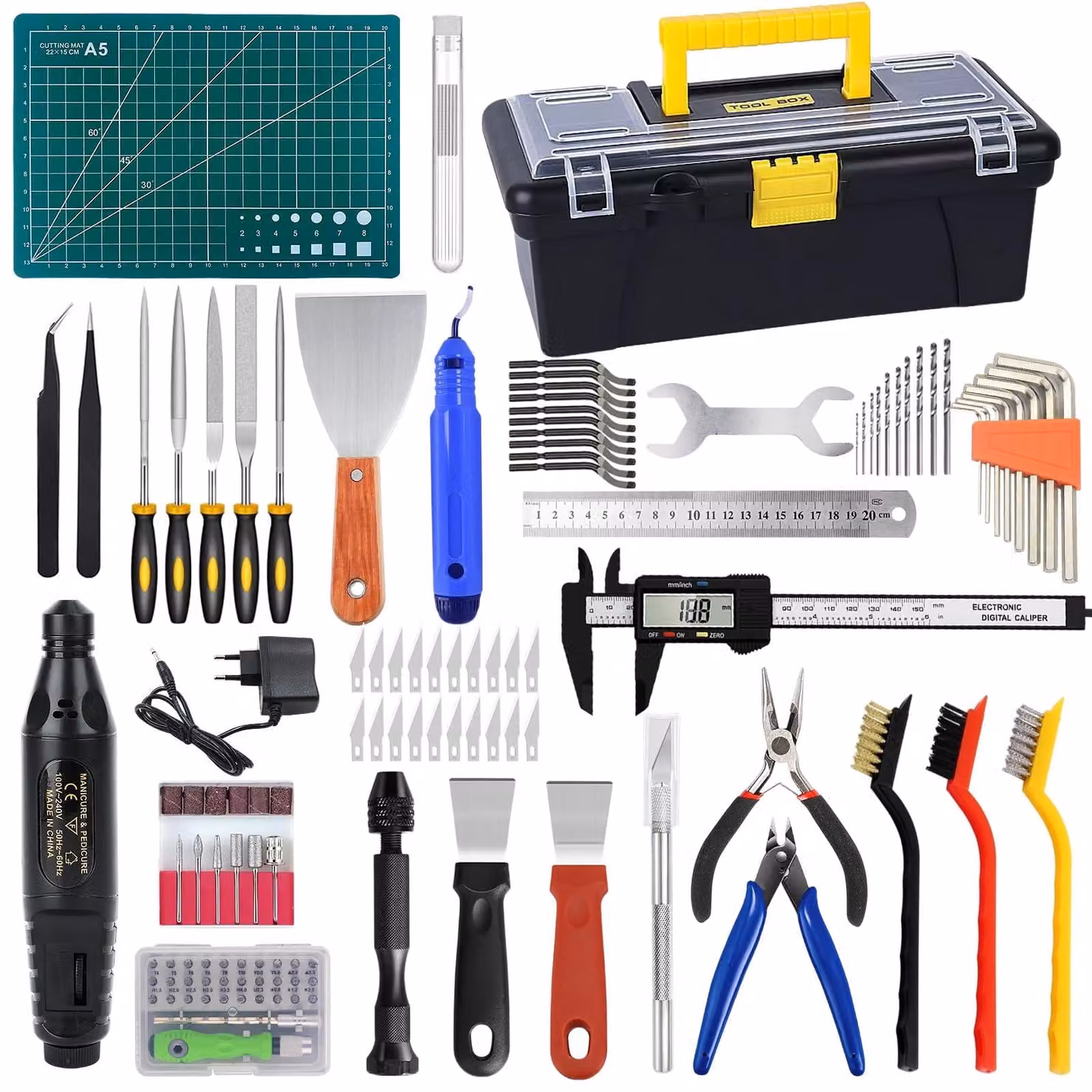Kit di strumenti per stampanti 3D, set da 136 pezzi per la rifinitura e la pulizia dei modelli