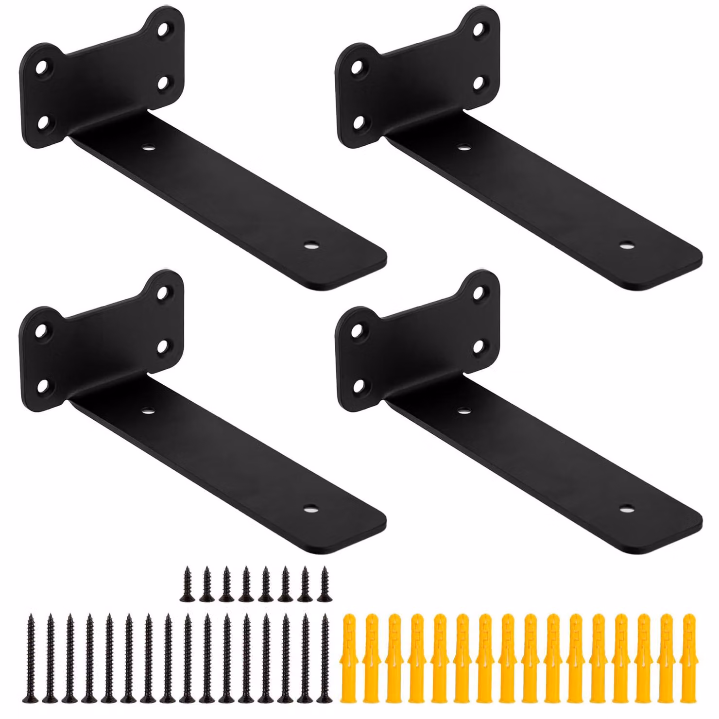 Supporti a sospensione robusti, confezione da 4, staffe per mensole resistenti da 15 cm (6 pollici), colore nero