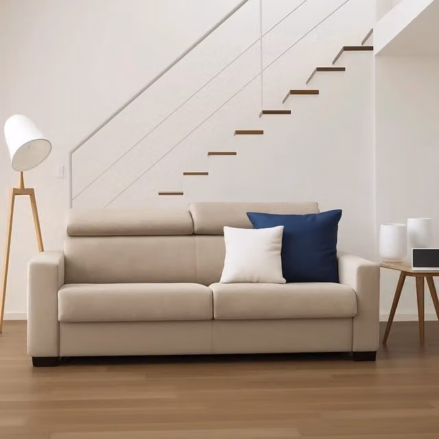 Divano Letto Algo Talamo Italia, Divano 3 Posti Moderno con Apertura Girevole, Poggiatesta Regolabili e Braccioli Slim, Beige, L: 200 cm, H: 85 cm, P: 95 cm – 1