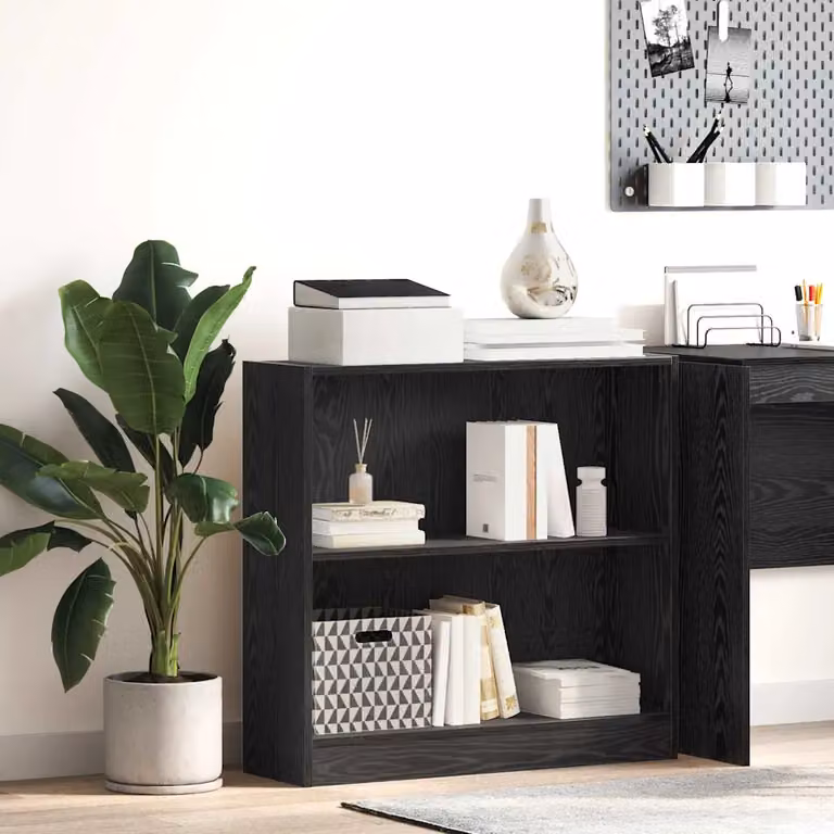 Libreria moderna vidaXL in legno MDF nero e marrone L: 80 cm, P: 24 cm, H: 76 cm