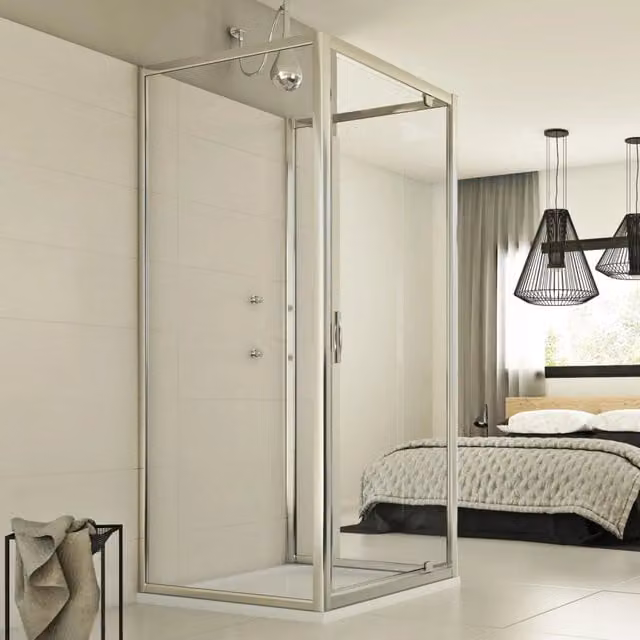 Box Doccia Trio 1 con Anta a Cerniera IDRALITE Modello Cristal Trasparente L/P/H: 80 x 90 x 198 cm