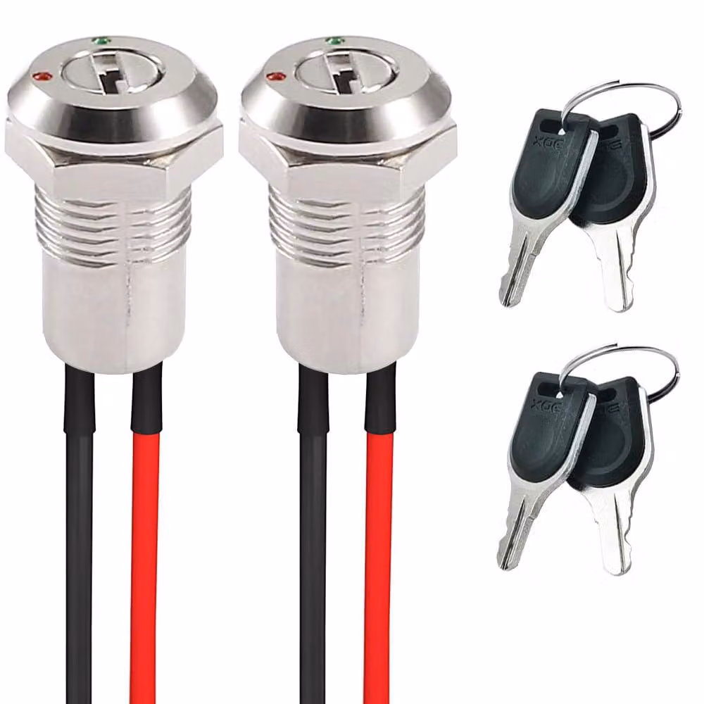 Interruttore a chiave pre-cablato, confezione da 2, interruttore di blocco metallico 0-250V