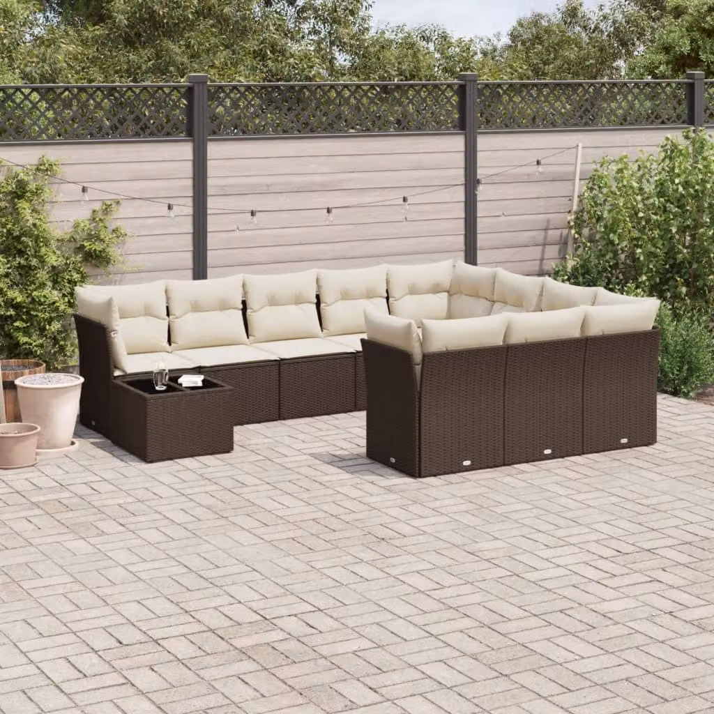 Maison Exclusive - Set Divani da Giardino 11 pz con Cuscini Polyrattan Marrone